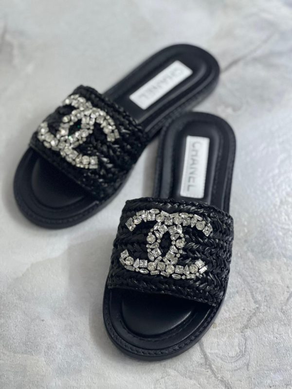 Chanel Crystal Mules Sandals In Black - Image 2