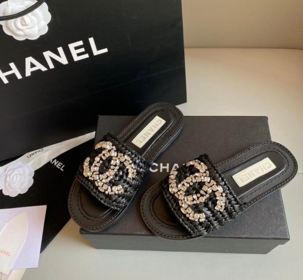 Chanel Crystal Mules Sandals In Black - Image 3