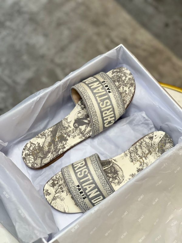 Dior D-Way Toile De Jouy Embroidery Slide