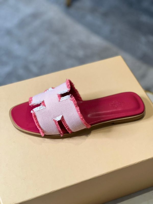 Hermes Oran Sandal Vert Canvas - Image 4