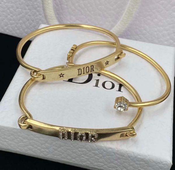 Dior Gold Tone Cd Crystal Embedded Bracelet