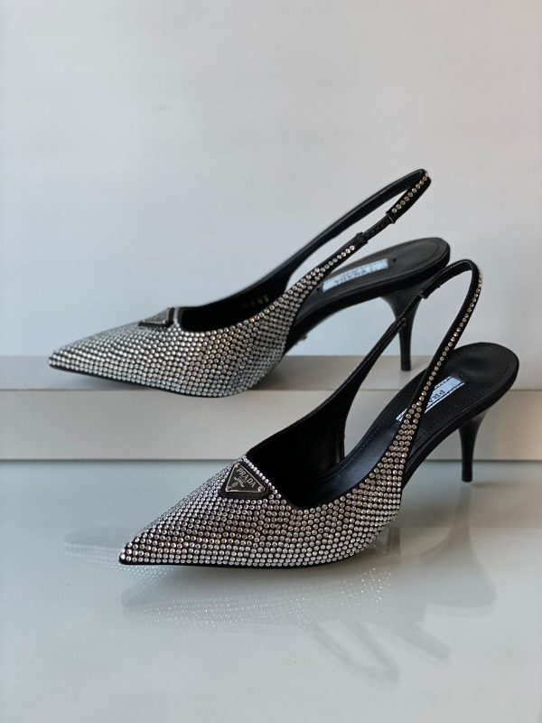 Prada Crystal-embellished Slingback Pumps
