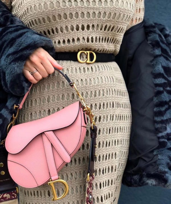 Dior Pink Leather Saddle Shoulder Bag