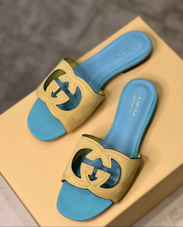 Gucci Suede Interlocking G Sandals - Image 2
