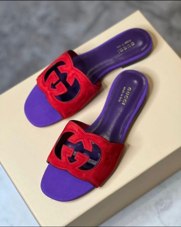 Gucci Suede Interlocking G Sandals - Image 3