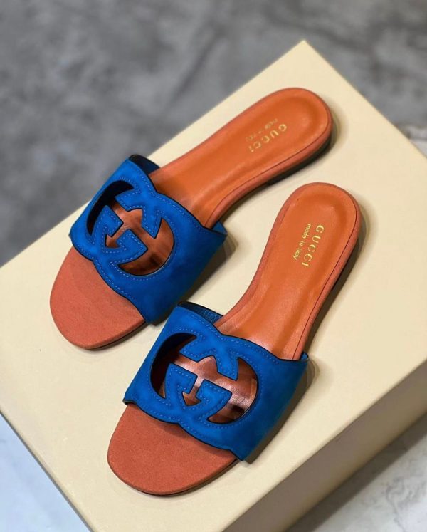 Gucci Suede Interlocking G Sandals - Image 4