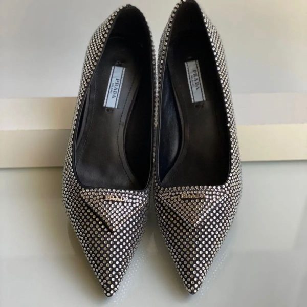 Prada Satin Slingback Pumps With Crystals - Image 2