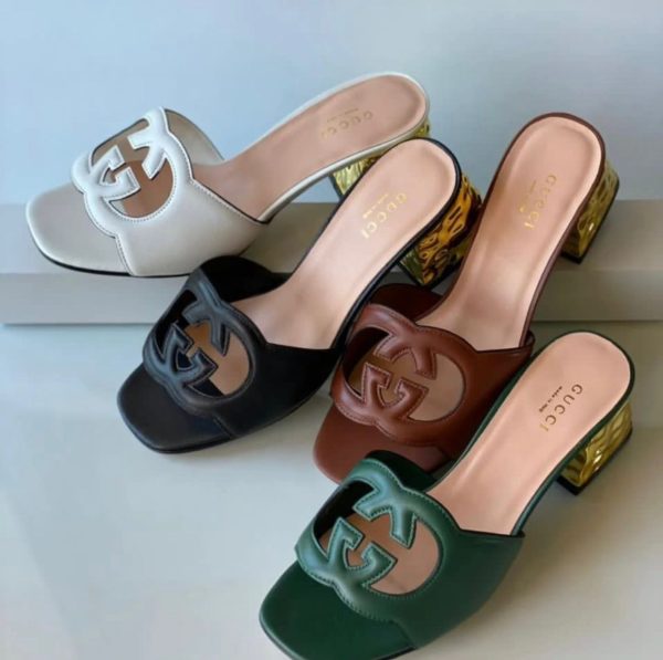 Gucci Cut Leather Interlocking G Sandals
