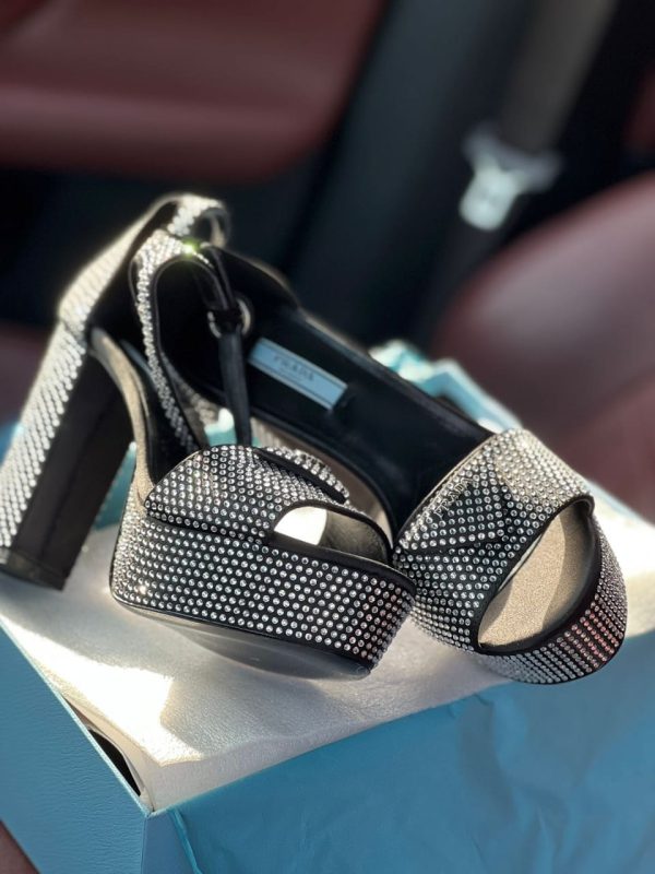 Prada Satin Platform Sandals With Crystals - Image 2