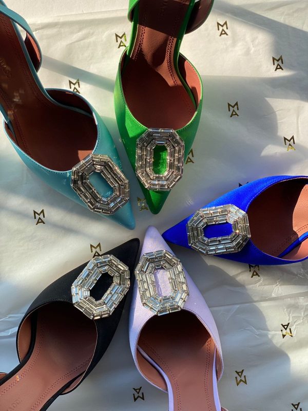 Amina Muaddi Camelia Satin Slingback Pumps - Image 2