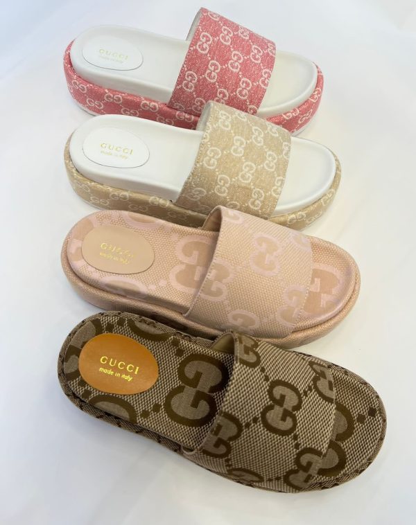Gucci Gg Maxi Canvas Platform Slides