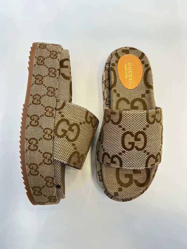 Gucci Gg Maxi Canvas Platform Slides - Image 3
