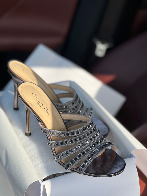 Dior Gem Heeled Slide Metallic Embroidery
