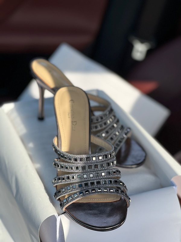 Dior Gem Heeled Slide Metallic Embroidery - Image 4