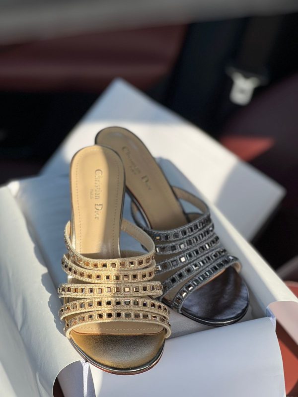 Dior Gem Heeled Slide Metallic Embroidery - Image 5