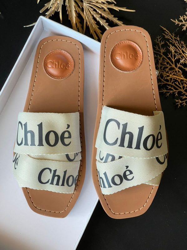 Chloé White/tan Woody Logo Sandals - Image 2