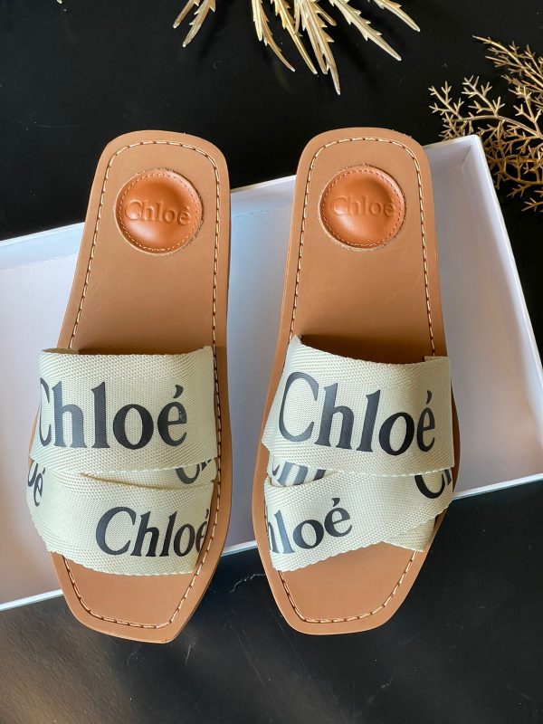 Chloé White/tan Woody Logo Sandals - Image 3