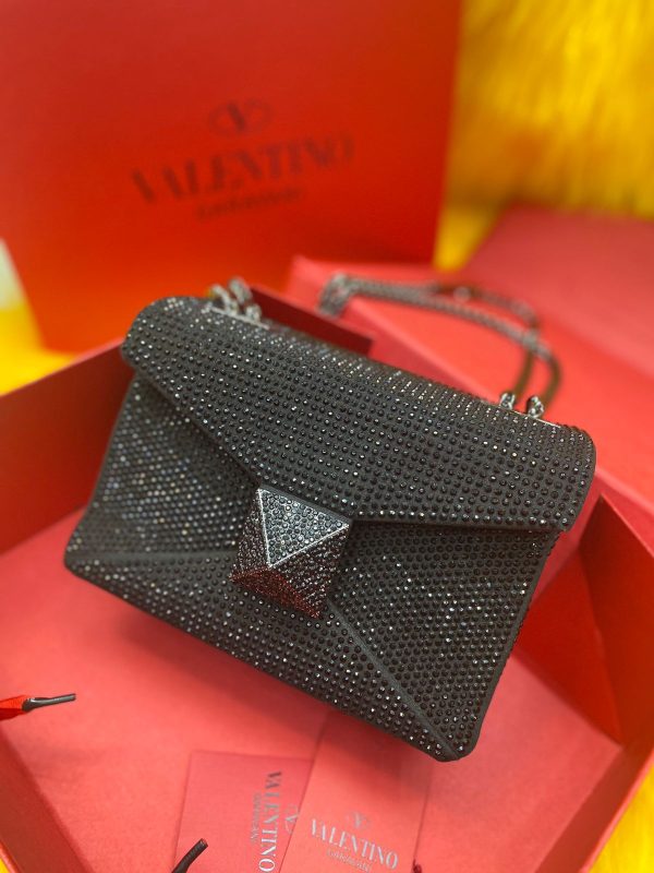 Valentino One Stud Crystal Embellished Leather Bag - Image 2