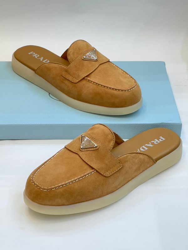 Prada Navy Suede Leather Loafers - Image 5