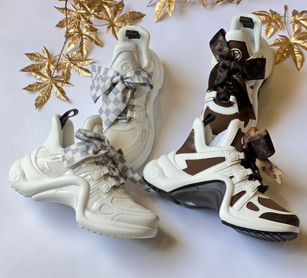 Lv White Mesh And Leather Archlight Sneakers