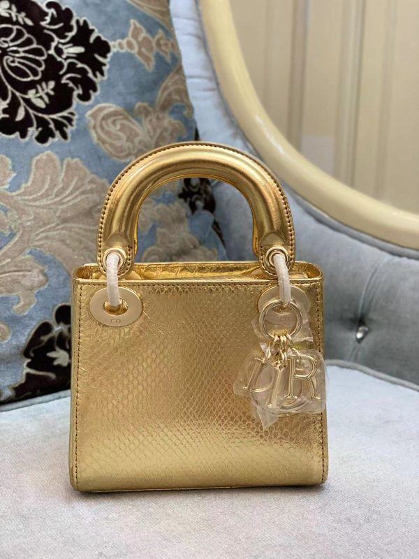 Dior Metallic Python Lady Dior Tote - Image 11