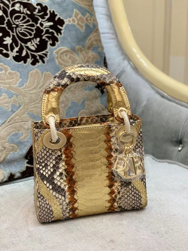 Dior Metallic Python Lady Dior Tote - Image 2