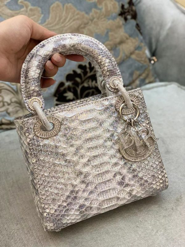 Dior Metallic Python Lady Dior Tote - Image 6
