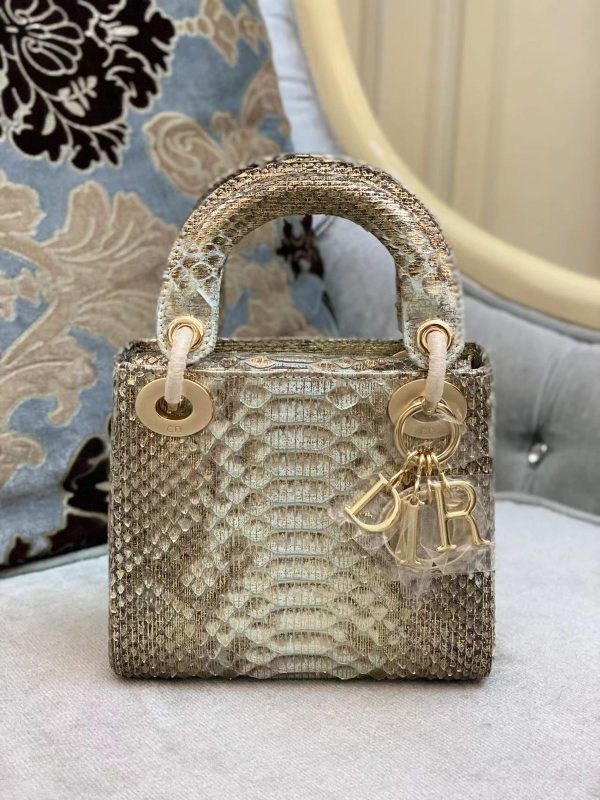 Dior Metallic Python Lady Dior Tote - Image 3