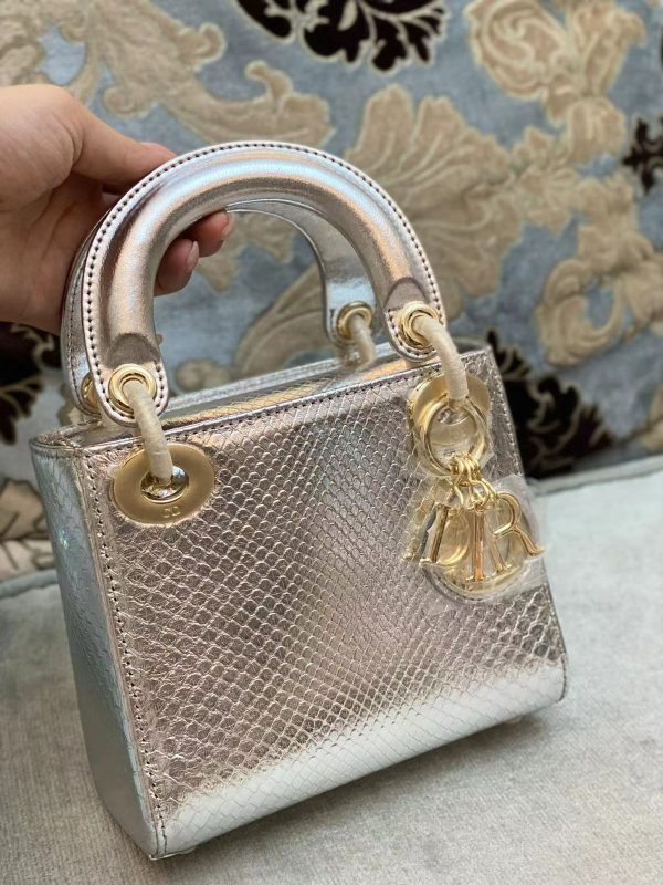 Dior Metallic Python Lady Dior Tote - Image 9