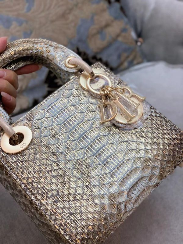 Dior Metallic Python Lady Dior Tote - Image 4