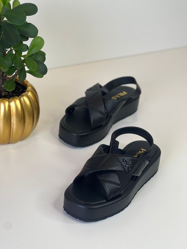 Prada Quilted Leather Platform Sandals - Image 2