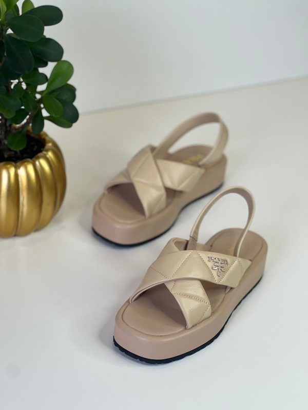 Prada Quilted Leather Platform Sandals - Image 3