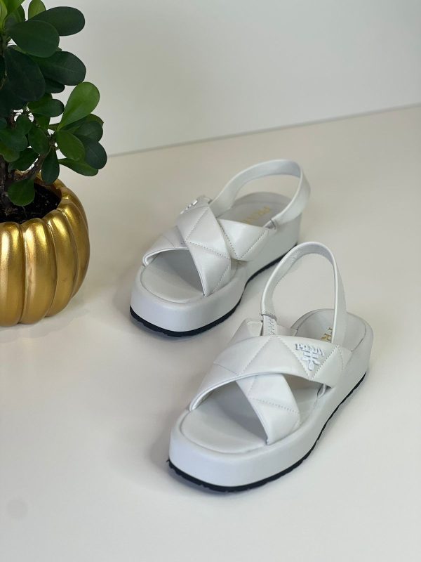 Prada Quilted Leather Platform Sandals - Image 4