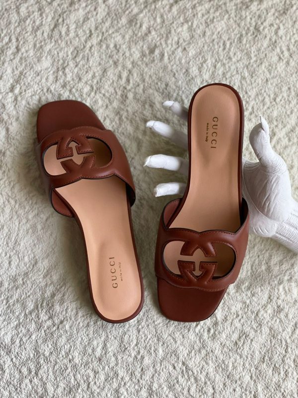 Gucci Interlocking G Cut Out Slide Sandals - Image 2