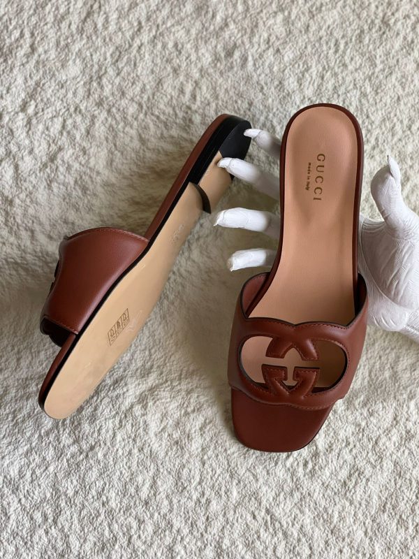 Gucci Interlocking G Cut Out Slide Sandals - Image 6
