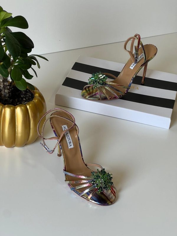 Aquazzura Leather Stardust Sandals 105 - Image 3