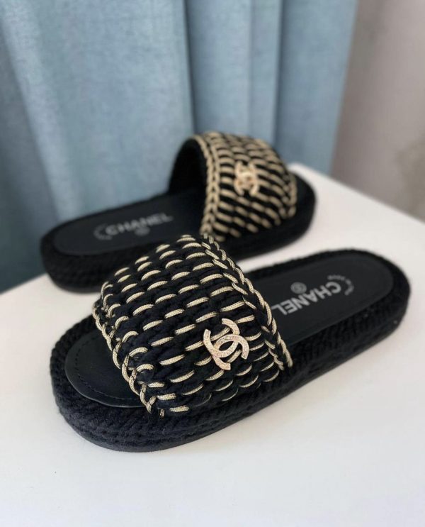 Chanel Women Tweed Slides