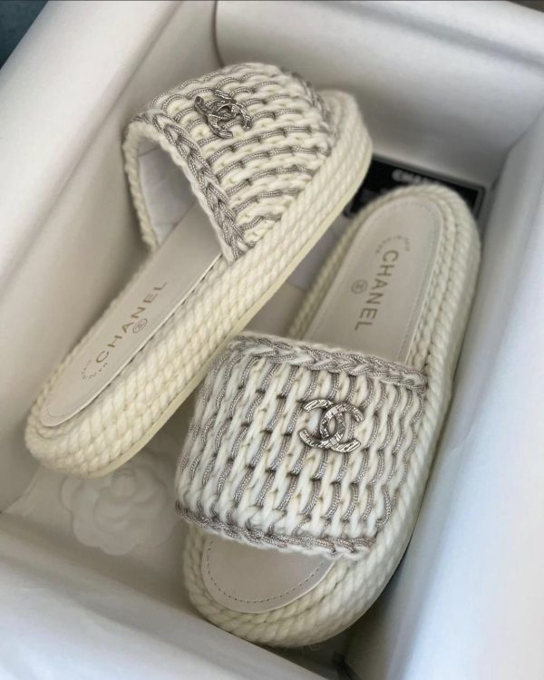Chanel Women Tweed Slides - Image 2