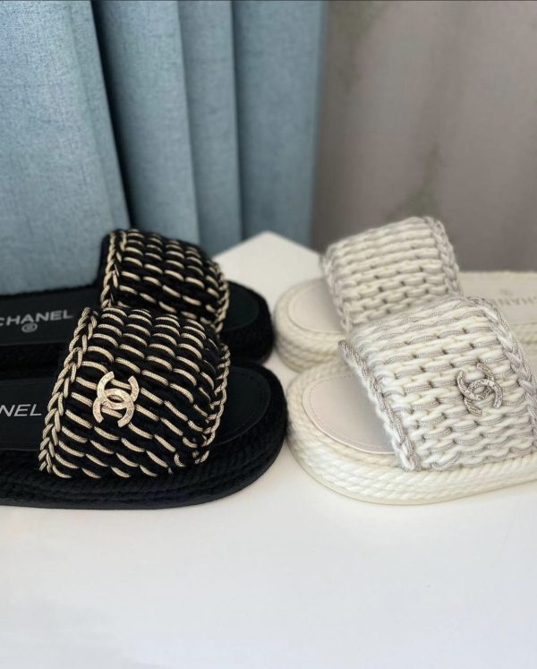 Chanel Women Tweed Slides - Image 3