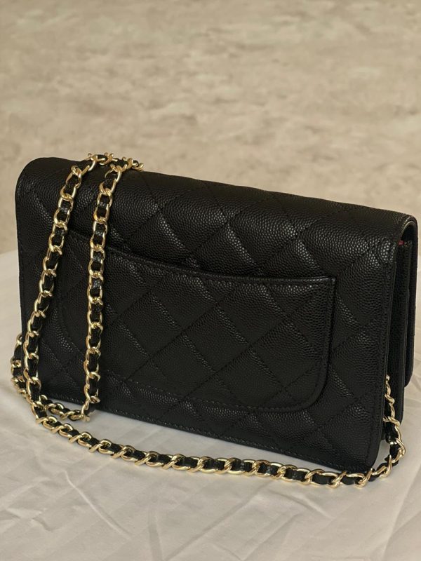 Chanel Black Quilted Caviar Wallet On Chain - Image 5