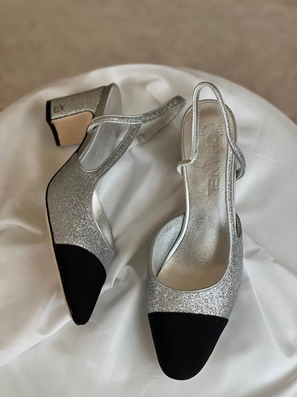 Chanel Cap Toe Slingback Heels - Image 6
