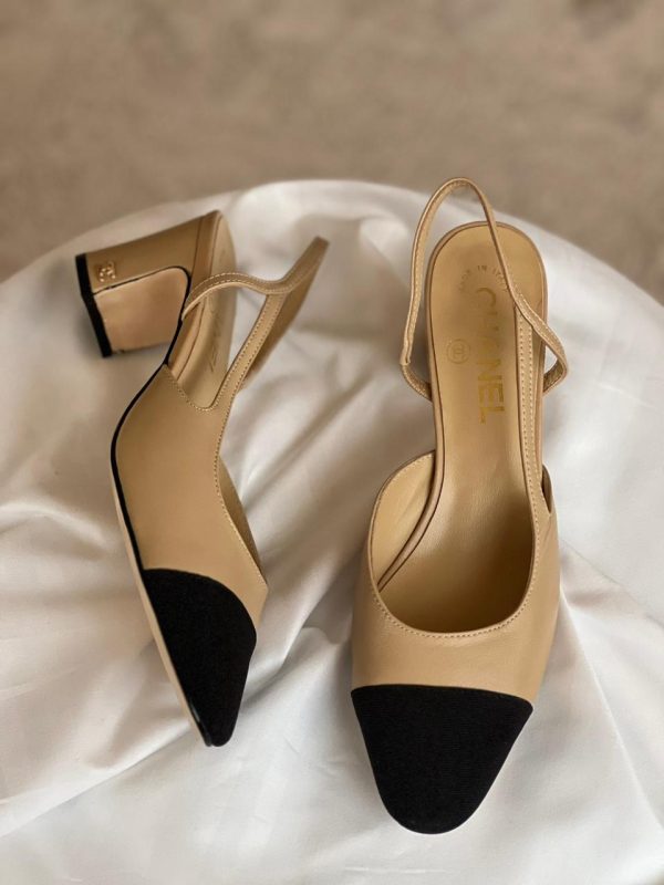 Chanel Cap Toe Slingback Heels - Image 5