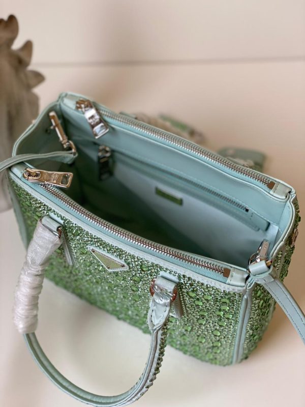 Prada Satin Crystal Mini Galleria Double Zip Tote - Image 6