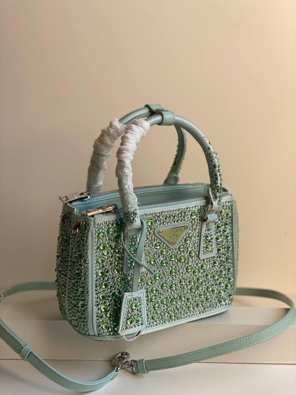 Prada Satin Crystal Mini Galleria Double Zip Tote - Image 5