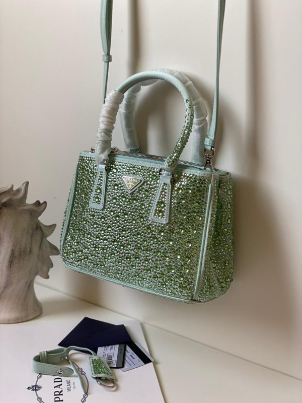 Prada Satin Crystal Mini Galleria Double Zip Tote - Image 8