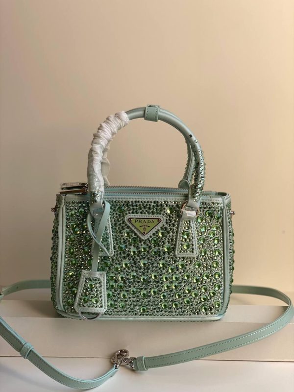 Prada Satin Crystal Mini Galleria Double Zip Tote - Image 4