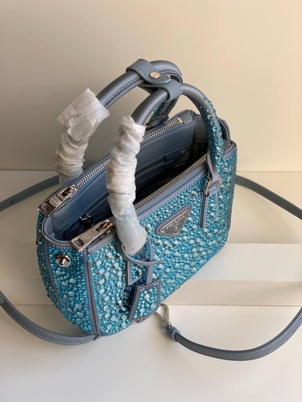 Prada Satin Crystal Mini Galleria Double Zip Tote - Image 9