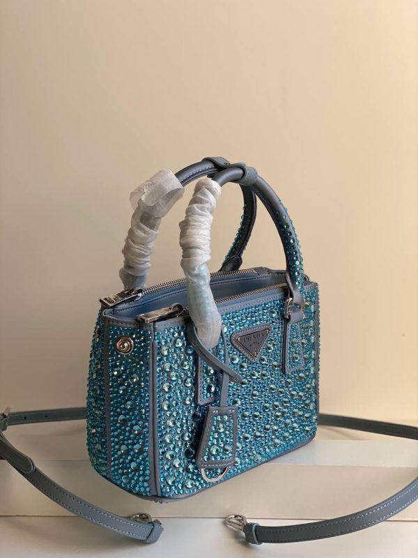 Prada Satin Crystal Mini Galleria Double Zip Tote - Image 10