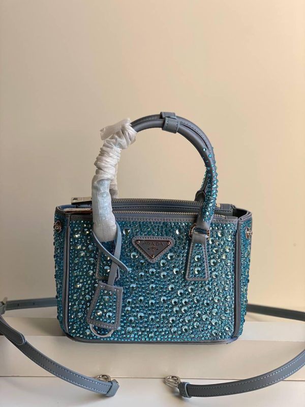 Prada Satin Crystal Mini Galleria Double Zip Tote - Image 11