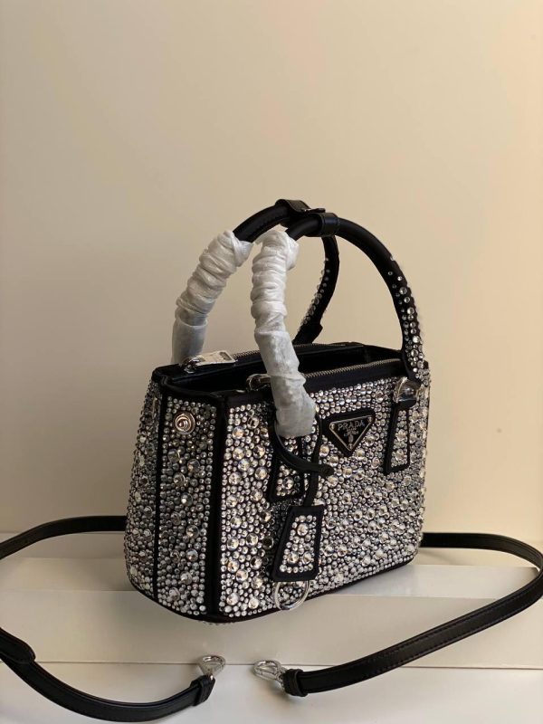 Prada Satin Crystal Mini Galleria Double Zip Tote - Image 2